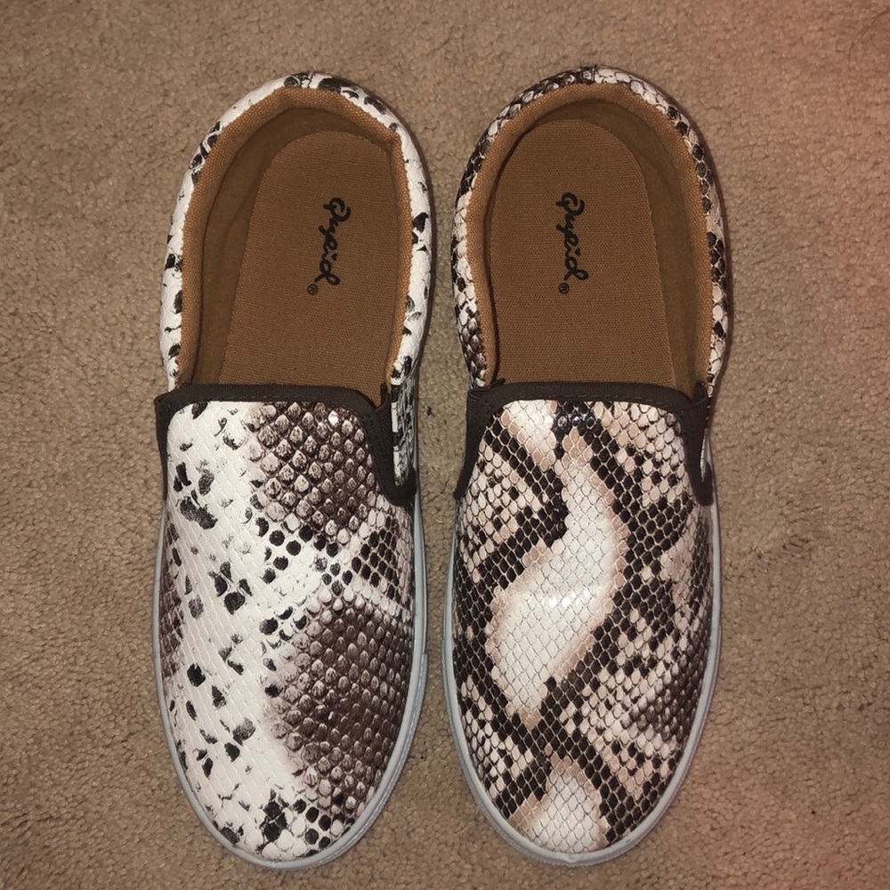 Snakeskin slip-on sneakers!!